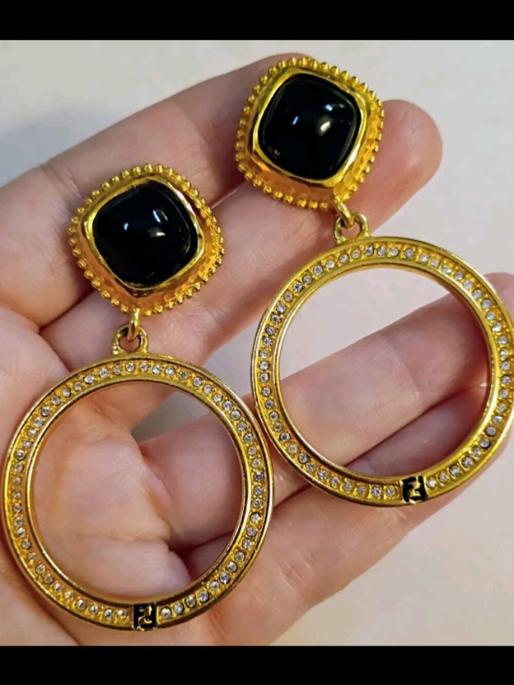 FENDI vintage FF LOGO Pierced EArrings